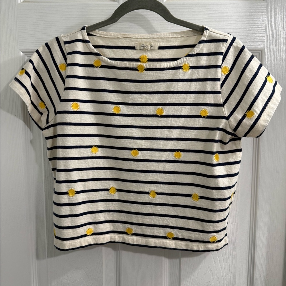 Madewell Navy and Cream Striped Tee